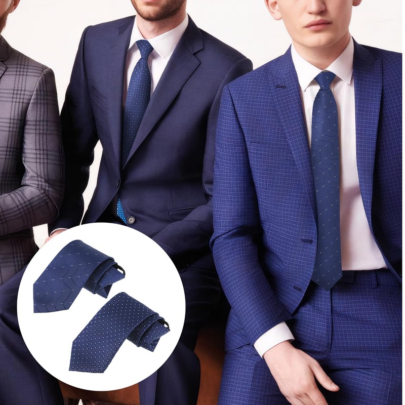 2PCS Men's Clip-on Ties - Solid Uniform Pre-tied Adjustable Neck