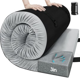 CYMULA Memory Foam Camping Mattress Pad,3 in Sleeping Pad for Camping,Non-Slip Bottom Floor Cot Mattress for Adults,Portable Roll up Mattress Pad Mat for Travel Hiking,Guest Bed Tent(Cot 72 * 24)