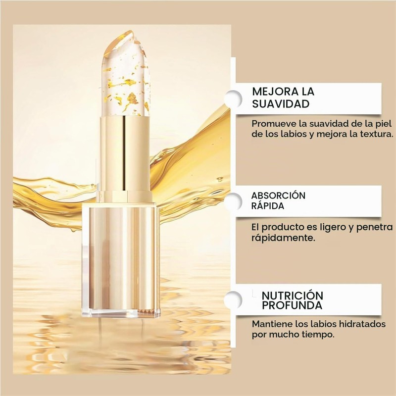 Bymolia Color Changing Lipstick, Transparente Transferproof Gold Crystal Color Changing