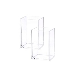HSYMQ 2 Pack Clear Acrylic Pencil Pen Holder Cup, Makeup Brush Holder Acrylic Desk Accessories