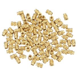 PATIKIL Threaded Inserts M2.5x6x4mm, 100 Pcs Brass Heat Set Insert Female Threaded Inserts Metric Knurled Nuts Embedment Nut for Plastic and 3D Printing Components, Gold