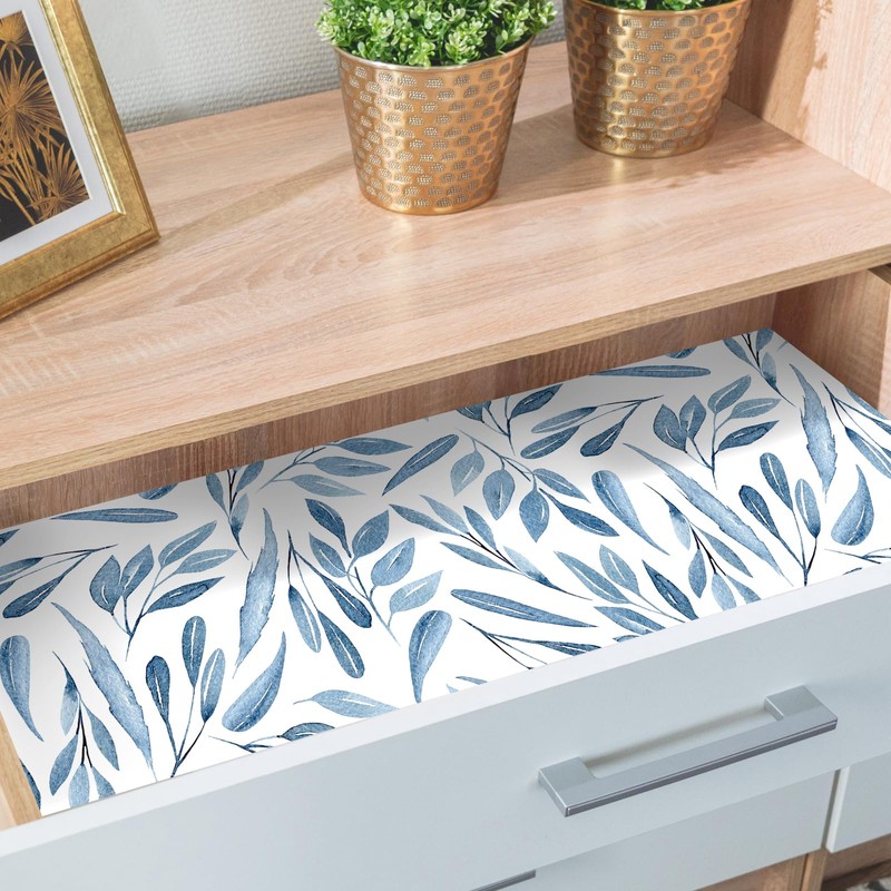 Self Adhesive Drawer Liner Shelf Blue Contact Paper 17.3in x16.4ft
