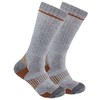 Carhartt Men's Midweight Synthetic-Wool Blend Boot Sock 2 Pack, Grey,