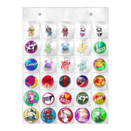 ETLIFE Wall Pocket, Extra Large Pocket, Compatible with Various Goods, Can Badge, Rubber Strap, Acrylic Key Holder, Storage, Transparent