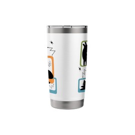 Mid Century black cats with geometric shapes Vintage Retro Stainless Steel Insulated Tumbler