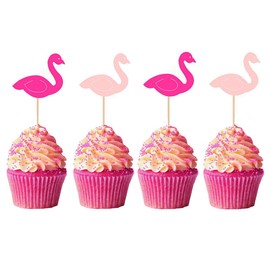 50 piezas de decoración de cupcakes de flamencos para decoración de tartas, selecciones de cócteles para temática Luau, cumpleaños, boda, verano, suministros