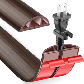 Floor Cord Cover Cable Cavity Self Adhesive Cord Hider Floor, Floor Electric Cord Covers, for Living Rooms, Rooms, Offices Floor Cable Cover - Cord Protector (Black Wood, 1.18" x 3.3')