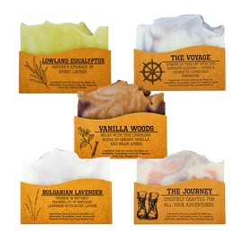 CompassSoap Natural Bar Soap for Women & Men | Skin-Friendly & Chemical-Free Hand Made Soap Bar Gift Set | Best Exfoliating and Cleansing Bar Soap for Men & Women | 5 Oz. Variety Pack of 5