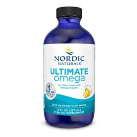 Nordic Naturals Ultimate Omega Liquid, Lemon Flavor - 8 oz - 2840 mg Omega-3 - High-Potency Fish Oil Supplement with EPA & DHA - Promotes Brain & Heart Health - Non-GMO - 48 Servings