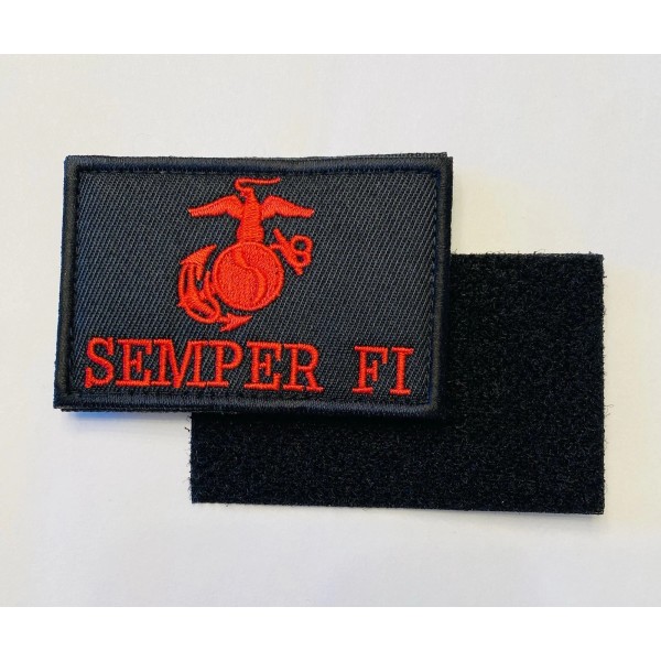 USMC MARINE CORPS SEMPER FI RED HOOK & LOOP EMBROIDERED