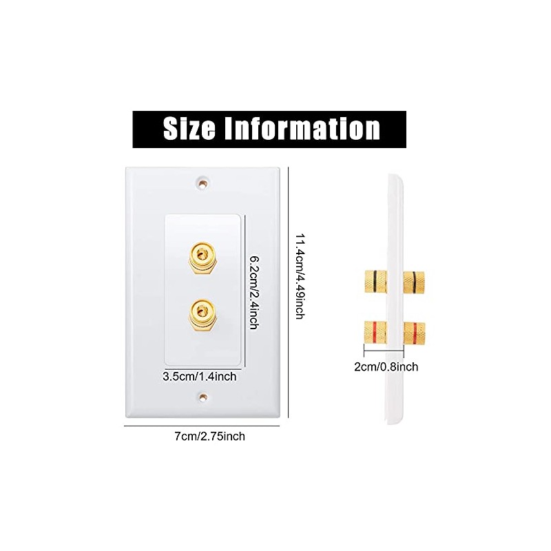 Tuperoymse 4 Pack Single Gang 1.0 Speaker Wire Wall Plate