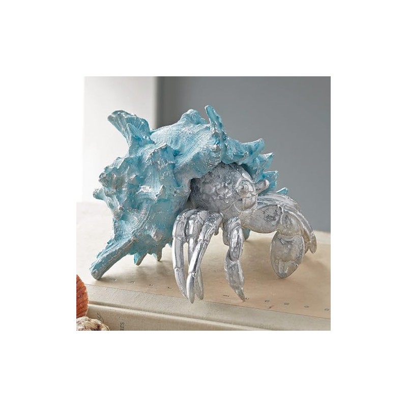 BLACK FOREST DECOR Crab with Shell Sculpture, Polyresin, 7" W