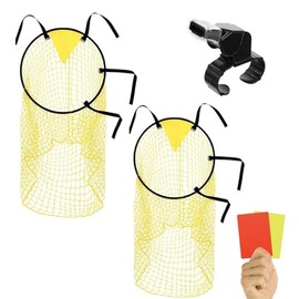 2 Pack Soccer Top Bins with Referee Whistle and 2 pcs Referee Cards, Football Nets Set with Football Accessories, For Goal Scoring & Penalty Training - Essential Football Equipment, Football Net