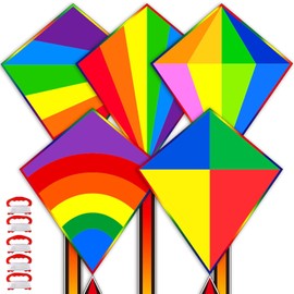 5 Pack Kite for Kids Adults, Butterfly Kites for Kids Ages 4-8 8-12, Rainbow Kites for Toddlers Age 3-5 Beginners Easy to Fly in Low Wind- Large Kite for Family Beach Outdoor Games and Activities