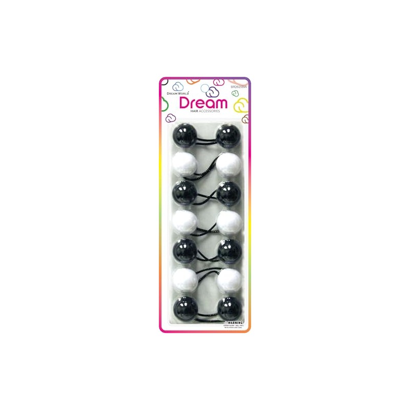 Dream World Ponytail Holder 25 MM Bead Solid Black &