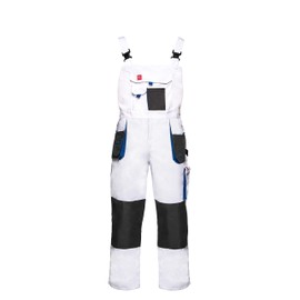Art.Mas Men’s Work Overalls Bib and Brace With Pockets And Knee Pads, White, Hard-Wearing Triple Stitched Seams, Comfortable And Durable For Professionals (30/32, NO kneepads)