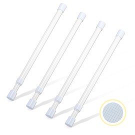 4 Pcs Small Tension Rod 12-20 inch Spring Rod, Tension Rod Spring Tension Rod, Small Tension Curtain Rod, Short Thin Tension Rod, Mini Tension Rods for Closet, Cabinets, Cupboard, Drawers, White