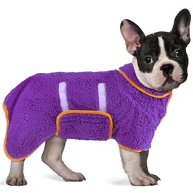 Bienbee Dog Bathrobe, Quick Drying Dog Robe Super Absorbent Dog Towels for Drying Dogs, Warm Keeping Dog Robes for After Bath Dogs Bath Supplies Purple M