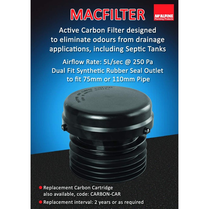Mcalpine MacFilter Two Way Active Carbon Filter For Septic Tank