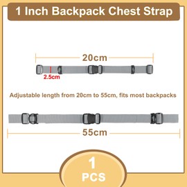 ManTangSun Outdoor Backpack Chest Straps, Adjustable Sternum Strap for Backpack Replacement, Camping Hiking Backpack Straps With Quick Release Buckle (Gray of 1pcs)
