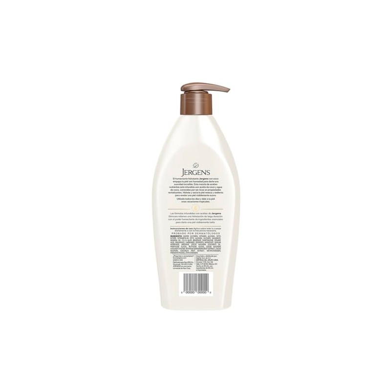Jergens, Crema Corporal Coco Hidratante, 400 mL, Infundido con aceite