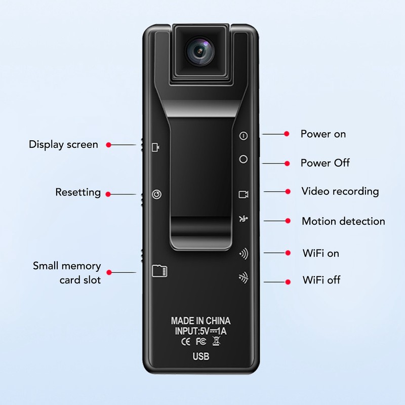WiFi Body Camera 4K HD Motion Detection 1500mAh 180 Degree