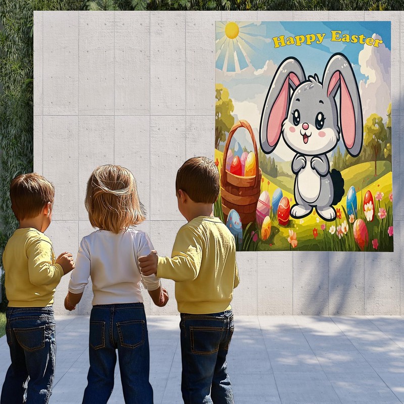 BASHOUT Easter Party Game, Pin The Tail on The Bunny,