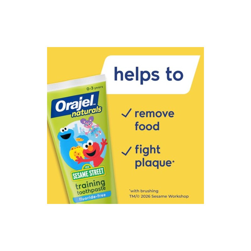 Orajel Kids Elmo Training Toothpaste Fluoride-Free; #1 Pediatrician Recommended Fluoride-Free