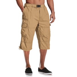 MAGCOMSEN Cargo Shorts Men's Capri Pants Relaxed Fit Military Shorts Outdoor Messenger Capri Shorts Summer Shorts Outdoor Shorts 3/4 Cargo Shorts Mens Capri Khaki
