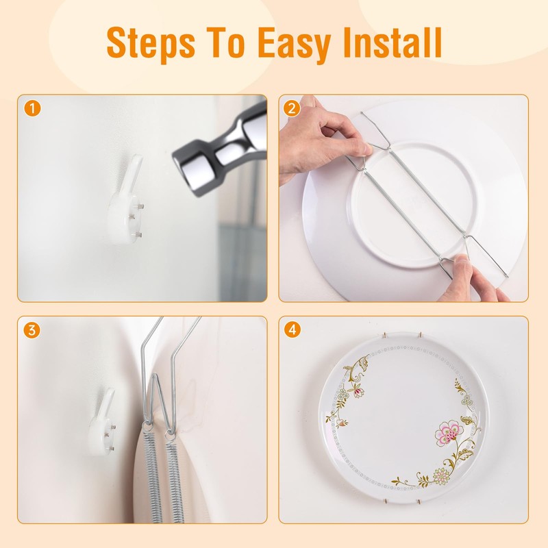 4 Pack Plate Hangers for The Wall, Suitable for 12-16