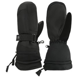 N'Ice Caps Men's Women's Waterproof Snow Mittens Gloves 100 Gram Thinsulate (Women's Large/X-Large, Mittens - Black)