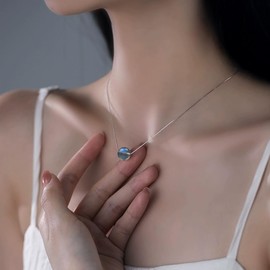 Erliway Healing Crystal Pendant Necklace for Women, 925 Sterling Silver Chain with 10mm A+ Grade Crystal Bead, 45cm Adjustable Length Healing Necklace Jewelry Gift for Women Girls, Stone Sterling