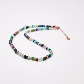 Treasure Bay Handmade Womens Girls Beaded Necklace Choker with 5cm Extender - Natural Gemstones Healing Crystal Jewellery (Multicolour)