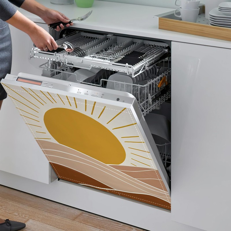 Boho Sun Dishwasher Magnet Cover,Front Dishwasher Cover Decoration Reusable Decorative