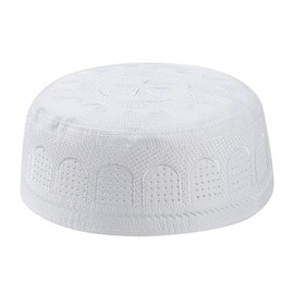 Men Muslim Prayer Kufi Hat Embroidery Islam Kufi Headware Islamic Beanie Skull Cap Prayer Hat Takke Kufi Hat Eid Ramadan Gift White