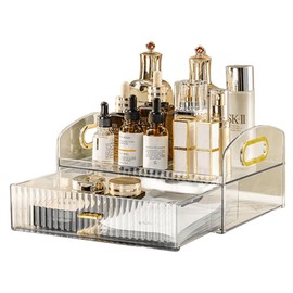 Terafeels Make up Organizer Kosmetik Organizer mit Schubladen Acryl Kosmetik Aufbewahrung Beauty Organizer Große Kapazität Skincare Organizer Cosmetic Organizer für Badezimmer Schlafzimmer(Clear),7101