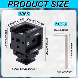 BOXOB Cold Shoe Mount Adapter mit Sechskantschlüssel, Aluminiumlegierung Dreifach Cold Shoe Mount Kamera Verlängerung Halterung Kompatibel mit Nikon Sony DSLR/SLR
