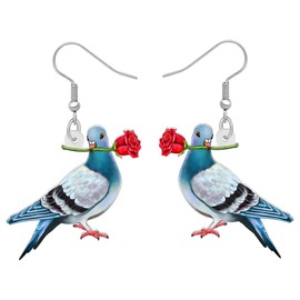 Bonsny Acrylic Drop Dangle Anime Blue Dove Pigeon Bird Earrings Jewellery For Women Girls Kids (Sapphire)