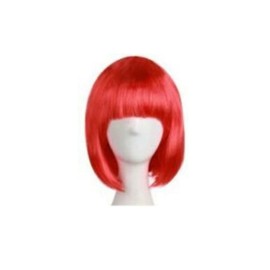 Lady Wig Women's Short Straight Bangs Full Hair Wig Cosplay Party Hair Bob Wig Multicolor Synthetic Hair (Red)