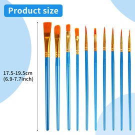 Paint Brushes Set, 2 Pack 20 Pcs Round Pointed Tip Nylon Hair Acrylic Paint Set, Oil Watercolor Brushes for Face Painting, Canvas, Rock Painting, for Beginners and Artists, Blue