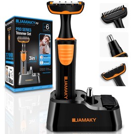 JAMAKY 3 in 1 Beard Trimmer Set, Nose Hair Trimmer for Men, Grooming Kit for Nose Beard Facial Hair, USB Rechargeable