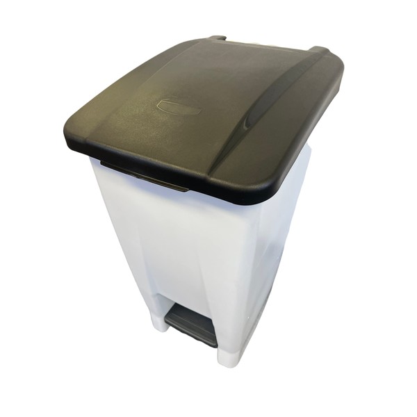 Chabrias Ltd 60 Litre Step On Container Home Kitchens School Waste Medical bin Pedal Bin Plastic BPA-free White Base & Colour Lid (Black)