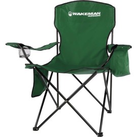 Wakeman Camping Chair - 300lb Capacity Folding Chair with Cupholder and Built-in Cooler - Oversized Heavy Duty Outdoor Camp or Beach Chair (Green)