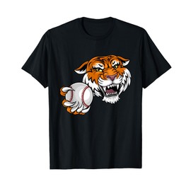 Tiger Baseball Ball Animal Cartoon Character T-Shirt