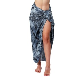 Ciffre Sarong Pareo Wickelrock Strandtuch Tuch Wickeltuch Handtuch + Schnalle Gecko Grau