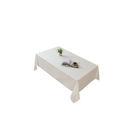 CUSHY HOME Oxford Decorative Rectangular Tablecloth - Waterproof, Wipeable Polyester, 140x220 cm - Wipe Clean Dining Table Cover for Kitchen & Dining Room - White
