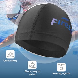 Firesara Upgrate Fabric Swim Cap Fit for Long Short Hair, Comfortable High Elasticity Swimming Hat Lightweight Bathing Cap for Women Men Kids