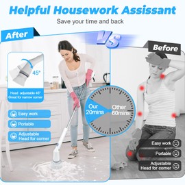 powsawer 2000mAh Electric Spin Scrubber, White, NEW1501855