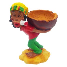 Rasta Figurine Ashtray, Jamaican Man Smoking Joint Design, Cool Ash Tray for Men & Women