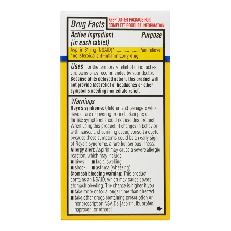 Equate Aspírin Dosis Baja 120 Pastillas 81mg Importado